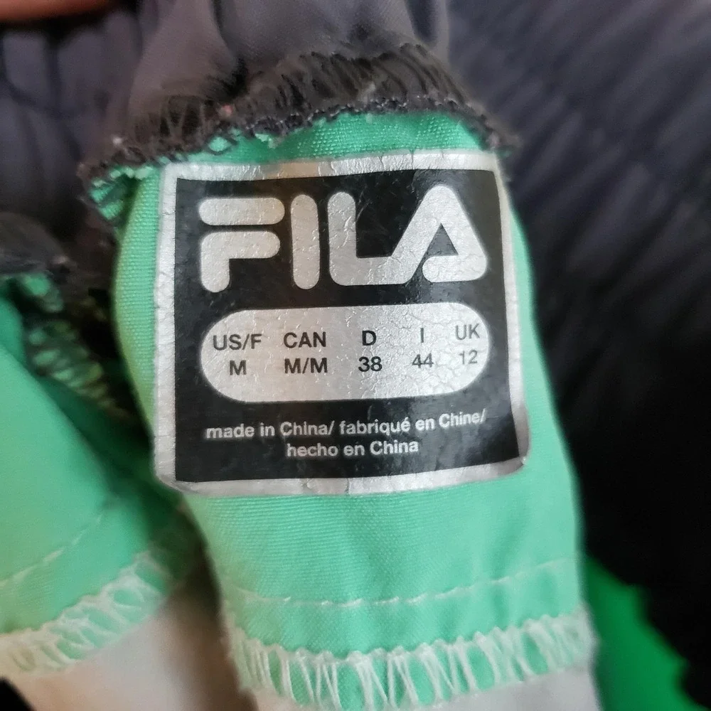 Fila‎ Swim Trunks Mens Medium Gray Colorblock Elastic Waist Quick Dry Shorts
